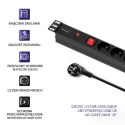 Qoltec Listwa zasilająca PDU antyprzeciążeniowa do RACK 19" | 1U | 16A | 6xFRENCH | 2m