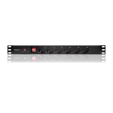 Qoltec Listwa zasilająca PDU antyprzeciążeniowa do RACK 19" | 1U | 16A | 6xFRENCH | 2m