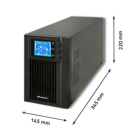 Qoltec Zasilacz awaryjny UPS On-line | Pure Sine Wave | 1kVA | 800W | LCD | USB