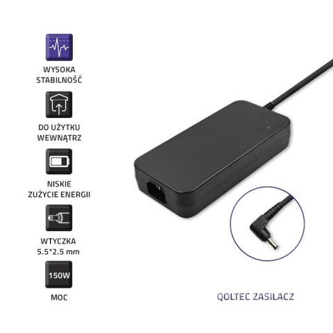Qoltec Zasilacz do laptopa Asus 150W | 19.5V | 7.7A | 5.5*2.5 | +kabel zasilający
