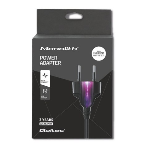 Qoltec Zasilacz sieciowy do monitora LG 40W | 19V | 2.1A | 6.5*4.4 | +kabel zasilający