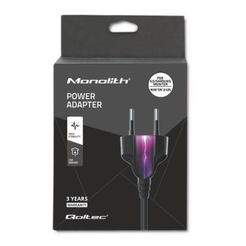 Qoltec Zasilacz sieciowy do monitora Samsung 42W | 14V | 3A | 6.5*4.4+pin | +kabel zasilający