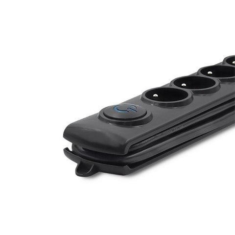 Qoltec Listwa zasilająca antyprzepięciowa | 6 gniazd | 5m | Czarna