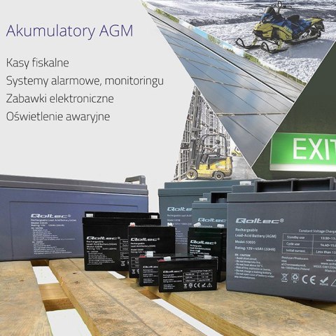 Qoltec Akumulator AGM | 12V | 0.8Ah | Bezobsługowy | Wydajny | LongLife | do zabawek, pojazdów