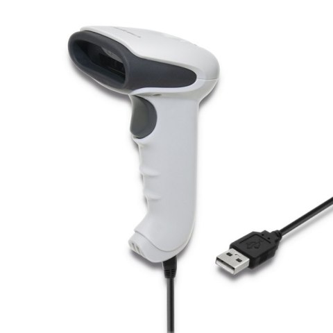 Qoltec Skaner czytnik kodów kreskowych 1D | matryca CCD | USB | Biały