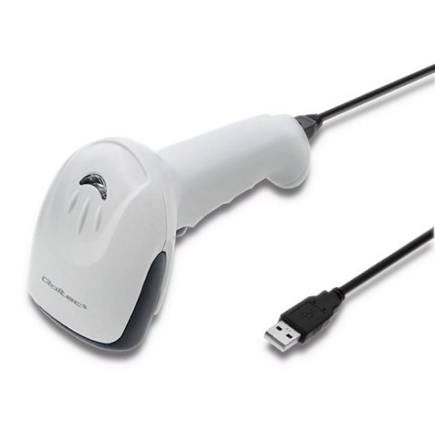 Qoltec Skaner czytnik kodów kreskowych 1D | matryca CCD | USB | Biały