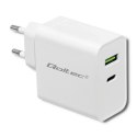 Qoltec Ładowarka sieciowa 45W | 5-20V | 2.4-3A | USB typ C PD | USB 3.0 | Biała