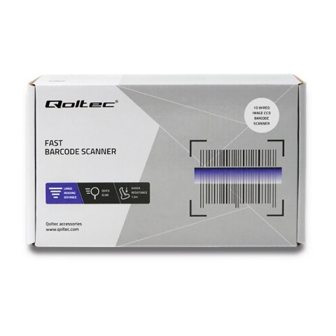 Qoltec Skaner czytnik kodów kreskowych 1D | matryca CCD | USB | Czarny