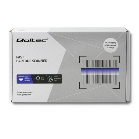 Qoltec Automatyczny skaner czytnik kodów kreskowych 1D | EAN | USB | + podstawka