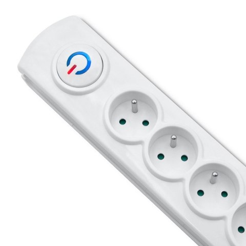 Qoltec Listwa zasilająca antyprzepięciowa | 8 gniazd | 1.5m | Biała