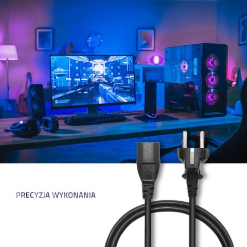 Qoltec Kabel zasilający IEC C13/SCHUKO | 3x0.75mm² | 1.8m