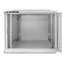 Qoltec Szafa RACK 19" | 9U | 600 x 500 x 600 | Hartowane drzwi | Wisząca | Stalowa obudowa | Zamek | Szara