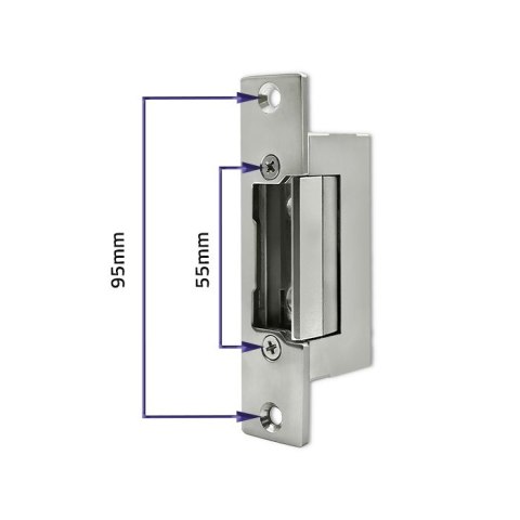 Qoltec Elektrozaczep symetryczny z pamięcią i blokadą + płytka montażowa| 12V | Stal nierdzewna