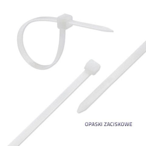 Qoltec Opaski zaciskowe Trytki kablowe | 4.8*160mm | 100 szt. | Nylon66 | UV | Białe