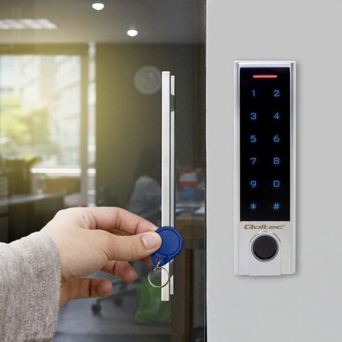 Qoltec Zamek szyfrowy dotykowy Proteus z czytnikiem linii papilarnych | RFID| kod | karta | brelok | dzwonek | IP68 | EM