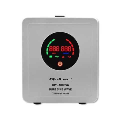 Qoltec Zasilacz awaryjny UPS 1000VA/700 | Przetwornica 12/230V z AVR | SF | Sinus