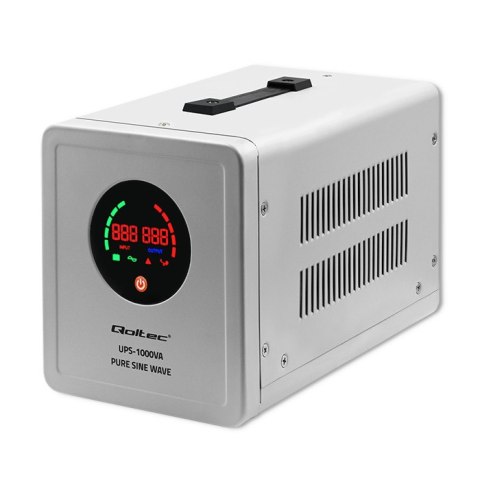 Qoltec Zasilacz awaryjny UPS 1000VA/700 | Przetwornica 12/230V z AVR | Sinus