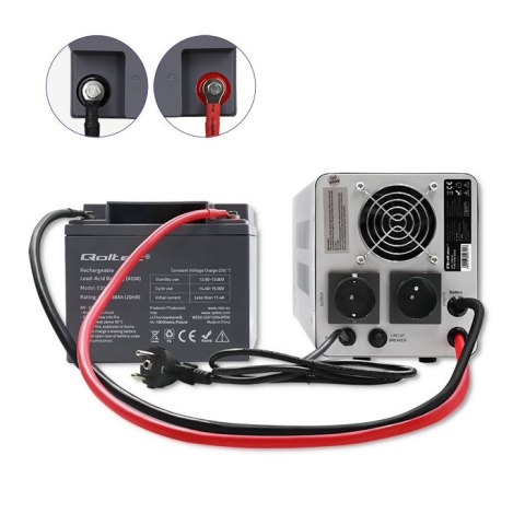Qoltec Zasilacz awaryjny UPS 1000VA/700 | Przetwornica 12/230V z AVR | Sinus