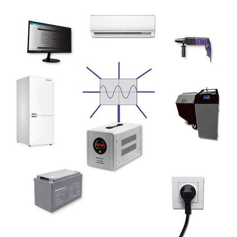 Qoltec Zasilacz awaryjny UPS 1000VA/700 | Przetwornica 12/230V z AVR | Sinus