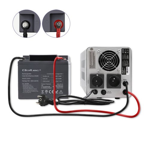 Qoltec Zasilacz awaryjny UPS 500VA/350 | Przetwornica 12/230V z AVR | Sinus