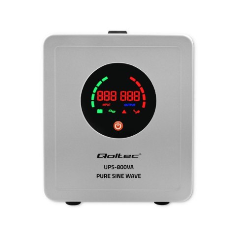 Qoltec Zasilacz awaryjny UPS 800VA/560 | Przetwornica 12/230V z AVR | Sinus