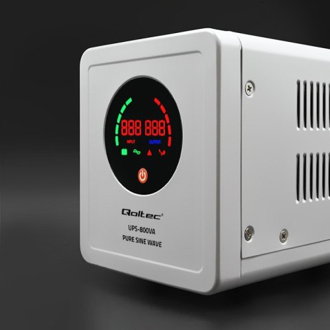 Qoltec Zasilacz awaryjny UPS 800VA/560 | Przetwornica 12/230V z AVR | Sinus