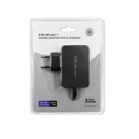 Qoltec Zasilacz do ultrabooka laptopa Asus 33W |19V | 1.75A | 4.0*1.35
