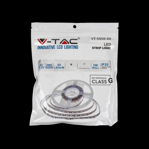 Taśma LED V-TAC 12V SMD5050 300LED IP20 11W/m VT-5050 60-IP20-11 Kolor Niebieski