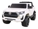 Toyota Hilux na akumulator dla dzieci Biały Pickup + Napęd 4x4 + Pilot + 2 bagażniki