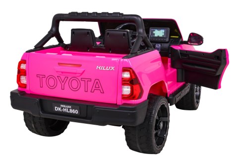 Toyota Hilux na akumulator dla dzieci, Różowy Pickup + Napęd 4x4 + Pilot