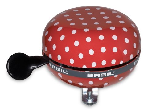 Dzwonek rowerowy BASIL BIG BELL POLKADOT 80mm, red/white dots (WYPRZEDAŻ -50%)