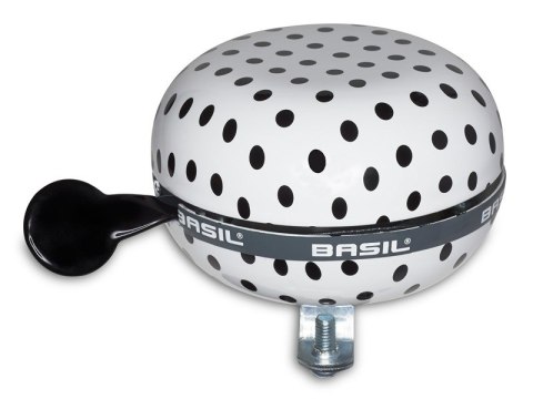 Dzwonek rowerowy BASIL BIG BELL POLKADOT 80mm, white/black dots (WYPRZEDAŻ -50%)