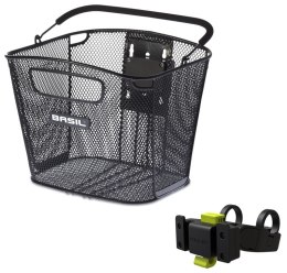 Kosz na kierownicę BASIL BOLD KF+HANDLEBARHOLDER, KF System (ze wspornikiem), mocowanie przenośne, stalowy czarny (NEW)