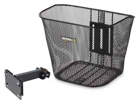 Kosz na kierownicę BASIL BREMEN + Fixed Mounted Stemholder (22-25,4mm) stalowy czarny (DWZ) => zamiennik BAS-10235 (NEW 2025)