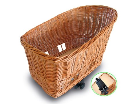 Kosz tylny na bagażnik BASIL PASJA REAR BASKET SENNA SYSTEM + CUSHION dla zwierząt 50cm, SENNA System, poduszka, wiklinowy natur