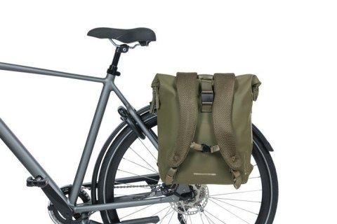 Plecak/Sakwa BASIL SOHO BACKPACK NORDLICHT17L, mocowanie na haki Hook-On System, wodoodporny poliester, oświetlenie, moss green 
