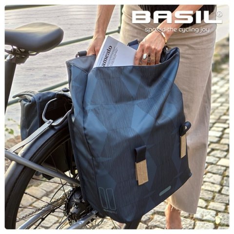 Sakwa podwójna BASIL ELEGANCE DOUBLE PANNIER BAG MIK 40-49L, MIK System (ready to go) wodoodporna estate blue (NEW).