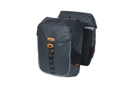 Sakwa miejska podwójna BASIL MILES TARPAULIN DOUBLE PANNIER BAG MIK 34L, MIK System (ready to go), 100% wodoodporna black orange