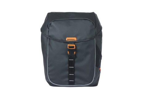 Sakwa miejska podwójna BASIL MILES TARPAULIN DOUBLE PANNIER BAG MIK 34L, MIK System (ready to go), 100% wodoodporna black orange
