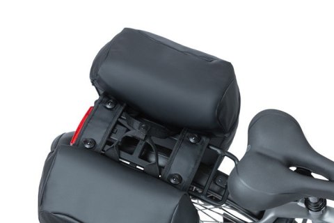 Sakwa miejska podwójna BASIL MILES TARPAULIN DOUBLE PANNIER BAG MIK 34L, MIK System (ready to go), 100% wodoodporna black orange