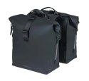 Sakwa podwójna BASIL SOHO DOUBLE PANNIER BAG NORDLICHT Universal Bridge System 41L, 100% wodoodporna night black oświetlenie Nor