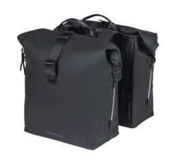 Sakwa podwójna BASIL SOHO DOUBLE PANNIER BAG NORDLICHT Universal Bridge System 41L, 100% wodoodporna night black oświetlenie Nor
