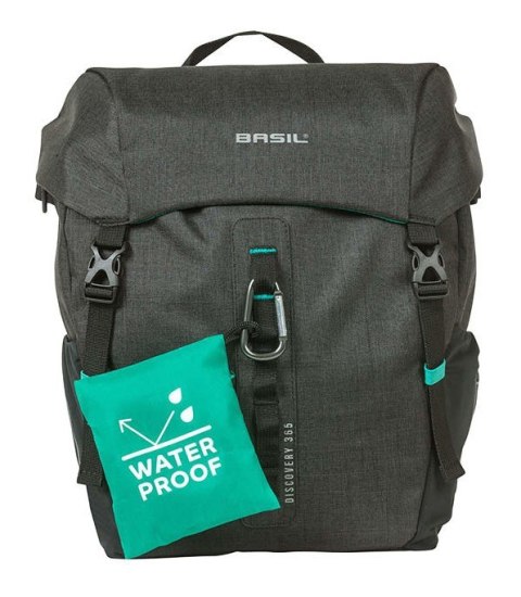 Sakwa pojedyncza BASIL DISCOVERY 365D SINGLE PANNIER BAG M 9L, Hook On System, wodoodporna black melee (NEW)