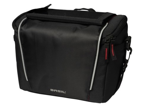 Torba na kierownicę BASIL SPORT DESIGN HANDLEBAR BAG BAG KF 7L, black + Płytka mocująca do kosza BASIL BASEASY + KLICKFIX ADAPTE