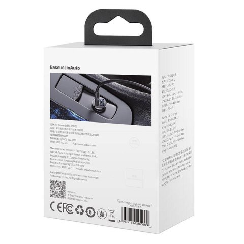 Ładowarka samochodowa BASEUS Grain Pro 4.8A 2x USB (czarna)