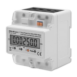 Qoltec Trójfazowy elektroniczny licznik | miernik zużycia energii na szynę DIN | 400V | 100A | LCD | 4P