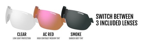 Okulary TIFOSI SLICE black white (3 szkła Smoke 15%, AC Red 39%, Clear 90% transmisji światła) (NEW)