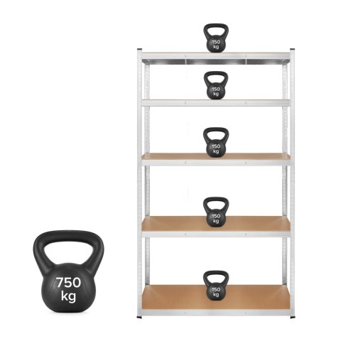 Regał metalowy magazynowy 205x120x45 srebrny Rebel