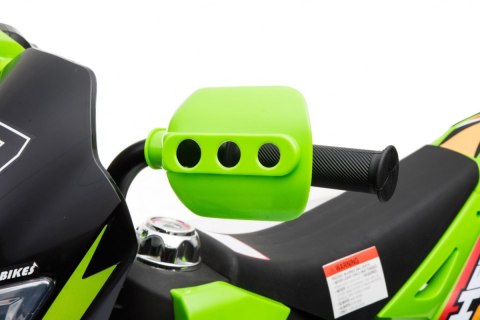 Motorek Cross dla dzieci Pojazd na akumulator Zielony + Pomocnicze kółka + Dźwięki LED