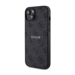 Guess 4G Collection Leather Metal Logo MagSafe - Etui iPhone 15 Plus / 14 Plus (czarny)